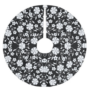 Leuk zwart wit bloemen patroon kerstboom rok
