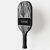 Leuk Zwart & Wit Faux Zebra Patroon met Naam Pickleball Paddle (Links)