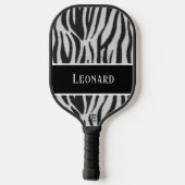 Leuk Zwart & Wit Faux Zebra Patroon met Naam Pickleball Paddle (Achterkant)