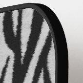 Leuk Zwart & Wit Faux Zebra Patroon met Naam Pickleball Paddle (Links Detail)