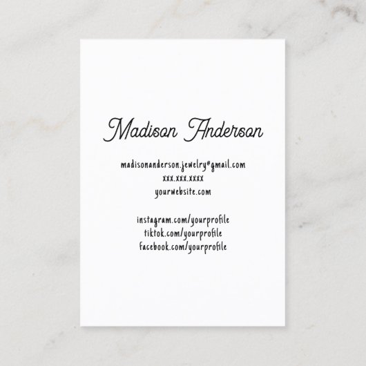 Leuk Zwart Wit Gezicht Sieraden Oorbel Display Kaa Visitekaartje (Achterkant)