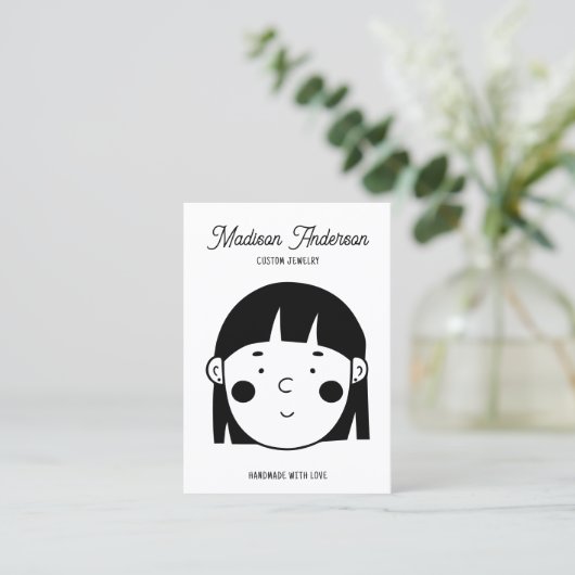 Leuk Zwart Wit Gezicht Sieraden Oorbel Display Kaa Visitekaartje (Staand voorkant)