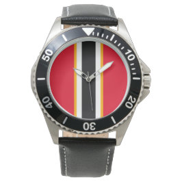Leuk Zwart Wit Helder Rood Geel Racing Stripes Horloge