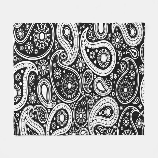 Leuk Zwart-wit Paisley Design Fleece Deken (Voorkant (Horizontaal))