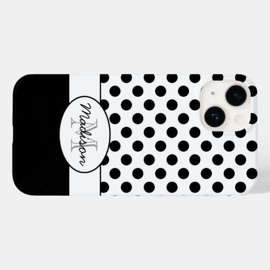 Leuk Zwart Wit polka stippen retro patroon Monogra Case-Mate iPhone Case (Achterkant (horizontaal))