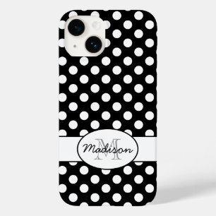 Leuk Zwart Wit polka stippen retro patroon Monogra Case-Mate iPhone 14 Hoesje