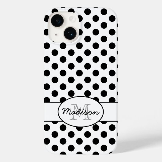 Leuk Zwart Wit polka stippen retro patroon Monogra Case-Mate iPhone Case (Achterkant)