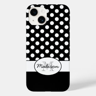 Leuk Zwart Wit polka stippen retro patroon Monogra Case-Mate iPhone 14 Hoesje