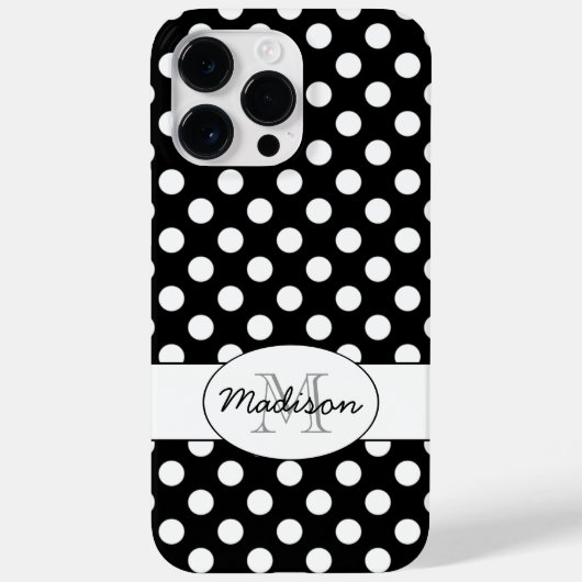 Leuk Zwart Wit polka stippen retro patroon Monogra Case-Mate iPhone Case (Achterkant)