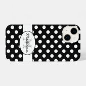Leuk Zwart Wit polka stippen retro patroon Monogra iPhone Hoesje (Achterkant horizontaal)