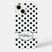 Leuk Zwart Wit polka stippen retro patroon Monogra iPhone Hoesje (Achterkant)