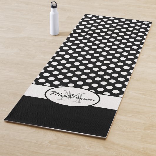 Leuk Zwart Wit polka stippen retro patroon Monogra Yogamat (In situ)