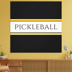 Leuk Zwart Wit Sinaasappel PICKLEBALL Racing Strip Canvas Afdruk