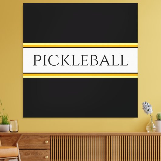 Leuk Zwart Wit Sinaasappel PICKLEBALL Racing Strip Canvas Afdruk (Insitu (Woonkamer))