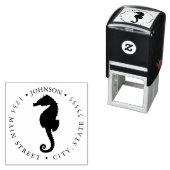 Leuk Zwart-wit Zee Paard Retourlabel Zelfinktende Stempel (In situ)