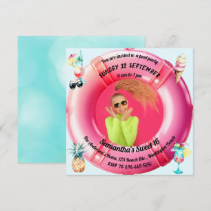 Leuk Zwembad Party Cocktails Ananas Sweet 16 Foto Kaart