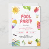 Leuk Zwembad Party Verjaardag uitnodiging (Voorkant)