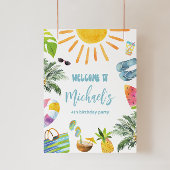 Leuk Zwembad Party Welkomstbord Foto Afdruk