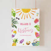 Leuk Zwembad Party Welkomstbord Foto Afdruk