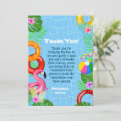 Leuk Zwembad Party Zwemmen Verjaardag Bedankkaart (Staand voorkant)