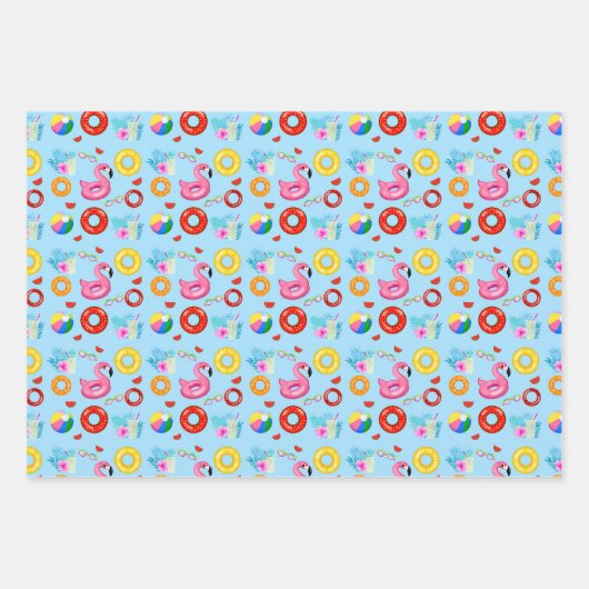 Leuk Zwembad Party Zwemmen Verjaardag Inpakpapier Vel (Voorkant)