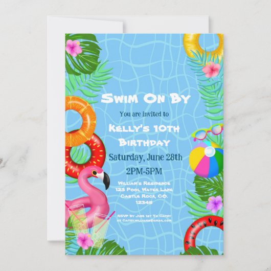 Leuk Zwembad Party Zwemmen Verjaardag Kaart (Voorkant)