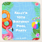 Leuk Zwembad Party Zwemmen Verjaardag Kartonnen Onderzetters (Voorkant)