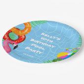 Leuk Zwembad Party Zwemmen Verjaardag Papieren Bordje (Gekanteld)