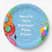 Leuk Zwembad Party Zwemmen Verjaardag Papieren Bordje (Voorkant)