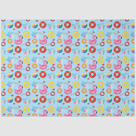 Leuk Zwembad Party Zwemmen Verjaardag Tissuepapier (Voorkant)