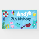 Leuk Zwembad Verjaardagsfeestdecor Spandoek (Horizontaal)