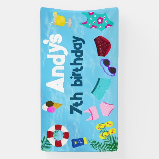 Leuk Zwembad Verjaardagsfeestdecor Spandoek (Verticaal)