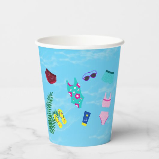 Leuk Zwemmen Verjaardag Zwembad Party Papieren Bekers (Achterkant)