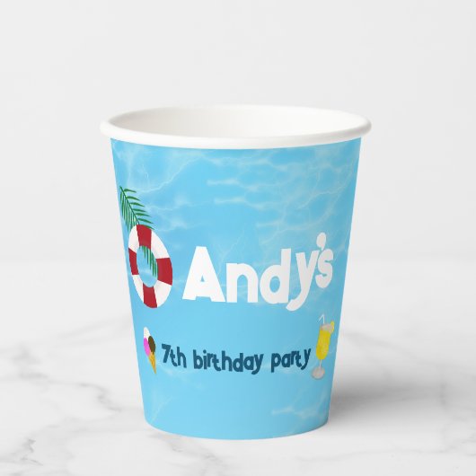 Leuk Zwemmen Verjaardag Zwembad Party Papieren Bekers (Voorkant)