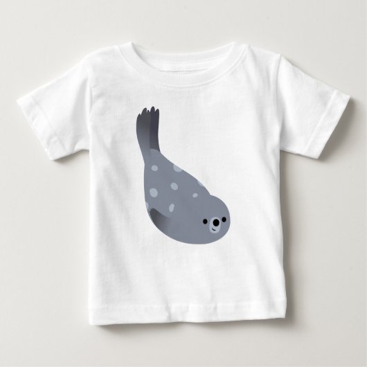 Leuk Zwemmende Cartoon Harbour Seal Baby T-shirt (Voorkant)
