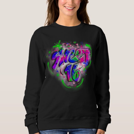 Leuke16e verjaardag Airbrush Graffiti Retro 1 Trui (Voorkant)
