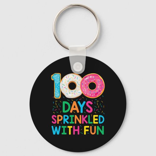 Leuke 100 Dagen Verstrooid met Leuke Donut School Sleutelhanger (Voorkant)