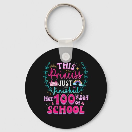 Leuke 100e dag van de school prinses Schattigee Ki Sleutelhanger (Voorkant)