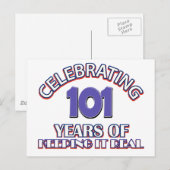 Leuke 101e verjaardag design briefkaart (Voorkant / Achterkant)