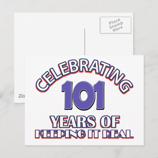 Leuke 101e verjaardag design briefkaart (Voorkant / Achterkant)