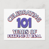 Leuke 101e verjaardag design briefkaart (Voorkant)