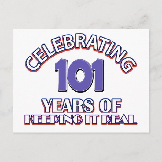 Leuke 101e verjaardag design briefkaart (Voorkant)