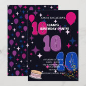 Leuke 10e verjaardag | Roze Blauwe Confetti Kaart (Voorkant / Achterkant)