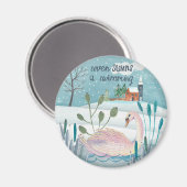 Leuke 12 dagen van Kerstmis Zeven Zwanen een Zwemm Magneet (Voorkant / Achterkant)