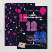 Leuke 12e Verjaardag | Roze Blauwe Confetti Kaart (Voorkant / Achterkant)