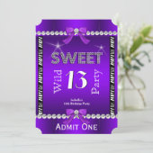 Leuke 13 Pretfeest Zebra Paarse Ticket 3 Kaart (Staand voorkant)