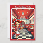 Leuke 1950s Retro Diner Verjaardagstaart Rood Kaart (Voorkant)