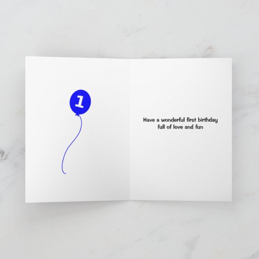 Leuke 1e verjaardag panda voeg naam blauw toe kaart (Binnen)