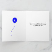 Leuke 1e verjaardag panda voeg naam blauw toe kaart (Binnen)