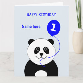 Leuke 1e verjaardag panda voeg naam blauw toe kaart